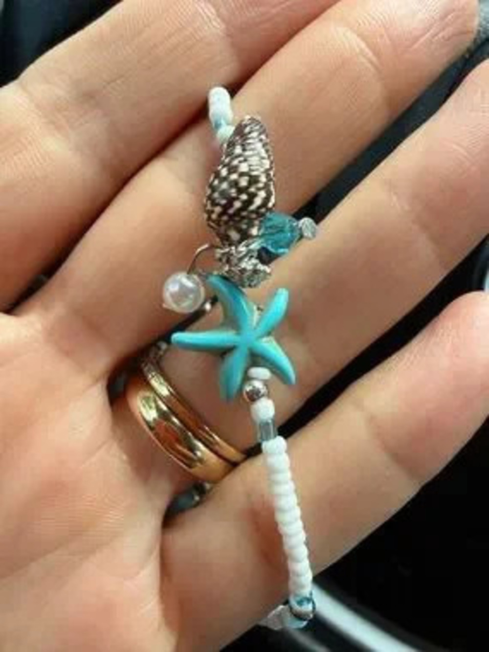 Turquoise Starfish Beaded Anklet with Charms